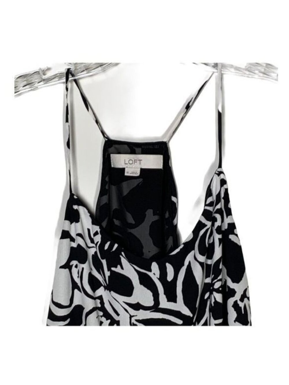 LOFT Women's XS Black White Floral Halter Blouse Sleeveless Top Casual - Picture 5 of 8
